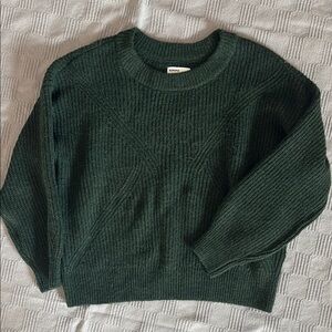 Forest Green Crewneck Sweater with Ribbed Texture